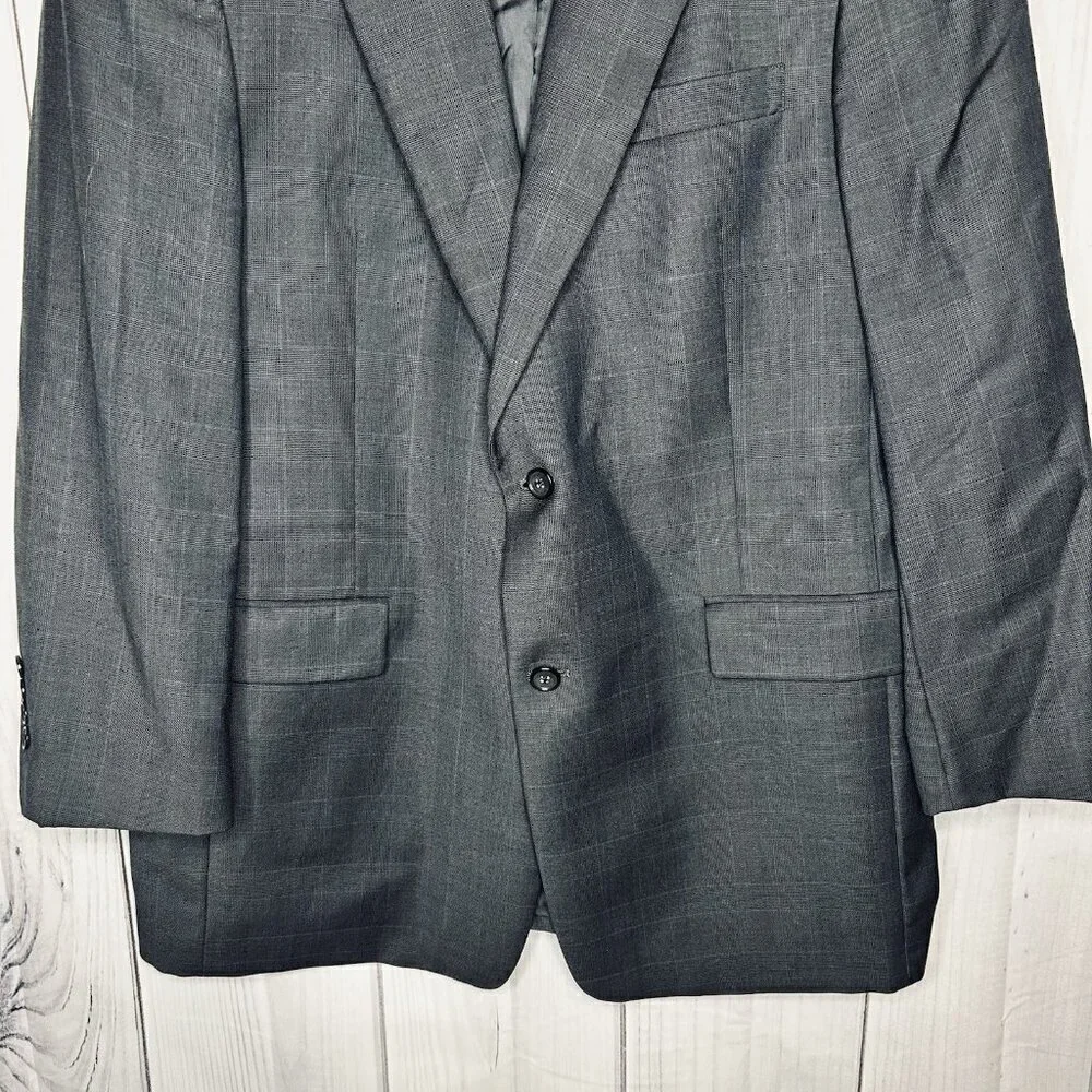 Hart Schaffner Marx Gray Glen Check Sport Coat Blazer 42R Vintage Union Made USA